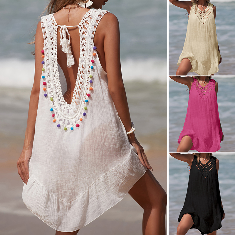 Gaun pendek punggung terbuka V - Cover Up Kaftan ulasan dan harga