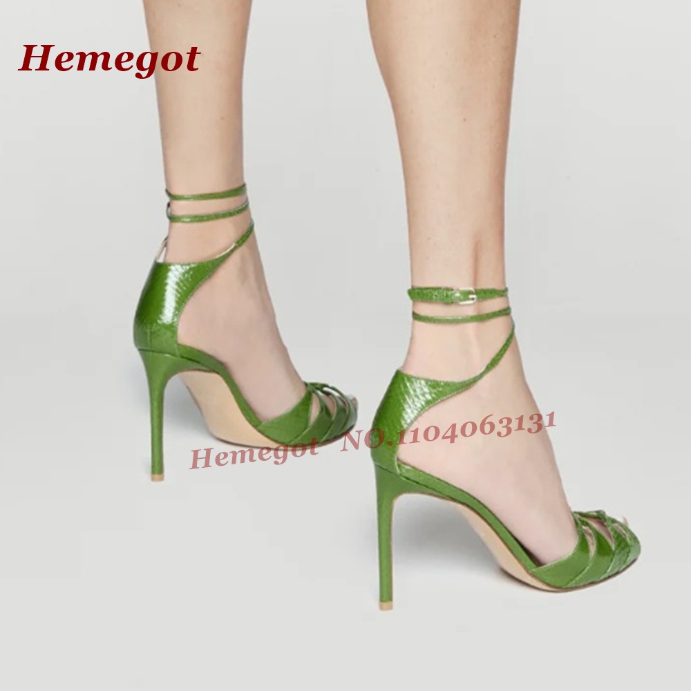 Sandal Bertali Motif Buaya Hij - Sandal Strappy Heeled ulasan dan harga